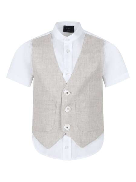  Fay Kids Camisa Con Panel De Chaleco - Blanco 