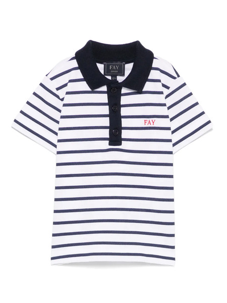  Fay Kids Polo A Rayas - Blanco 