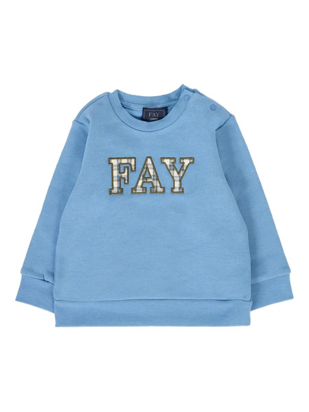  Fay Kids Sudadera Con Logo A Cuadros - Azul 