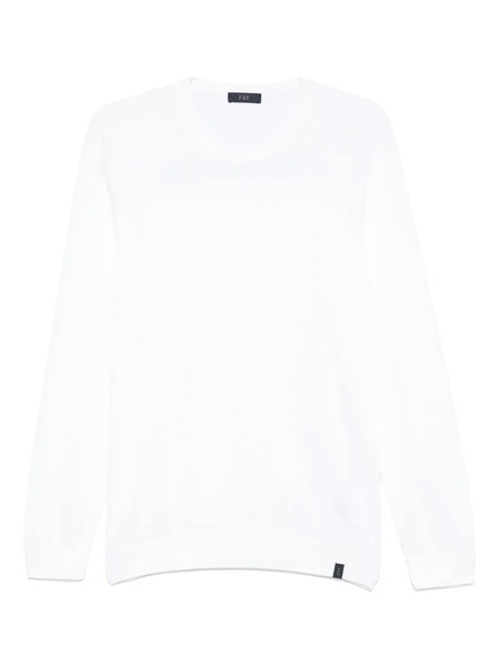  Fay Sudadera De Algodón Con Cuello Redondo - Blanco 