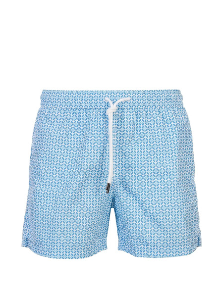  Fedeli Geometric-print Swim Shorts - Azul 