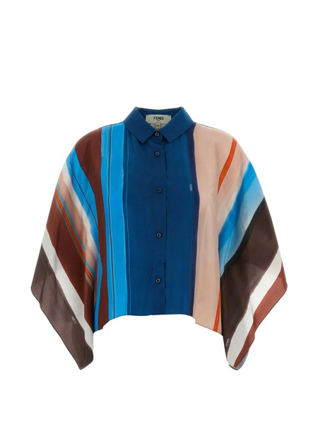  Fendi Camisa Corta A Rayas - Azul 