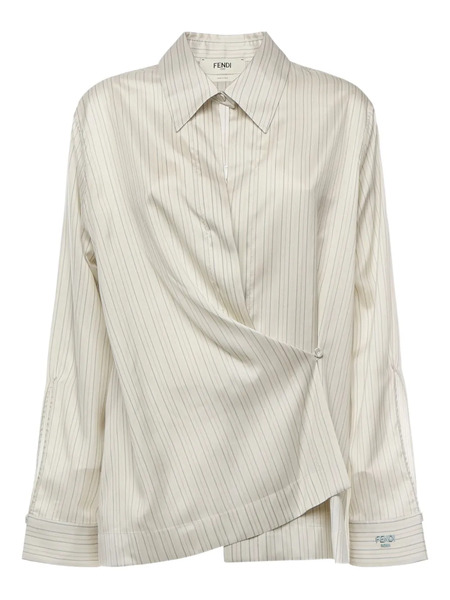  Fendi Camisa Drapeada A Rayas - Neutro 