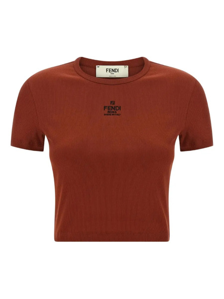  Fendi Camiseta Con Logo Bordado - Marrón 