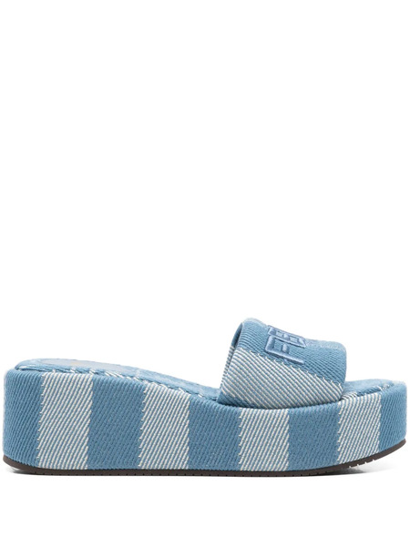  Fendi Chanclas Con Logo Bordado - Azul 