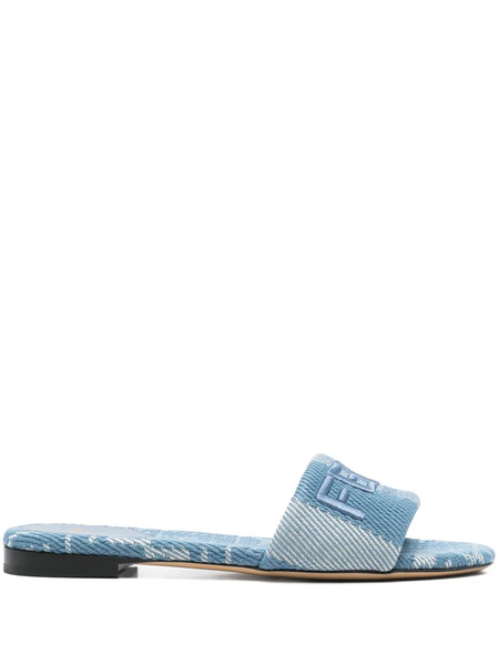  Fendi Chanclas Con Logo Bordado - Azul 