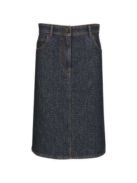  Fendi Falda Vaquera Con Logo Ff - Azul 