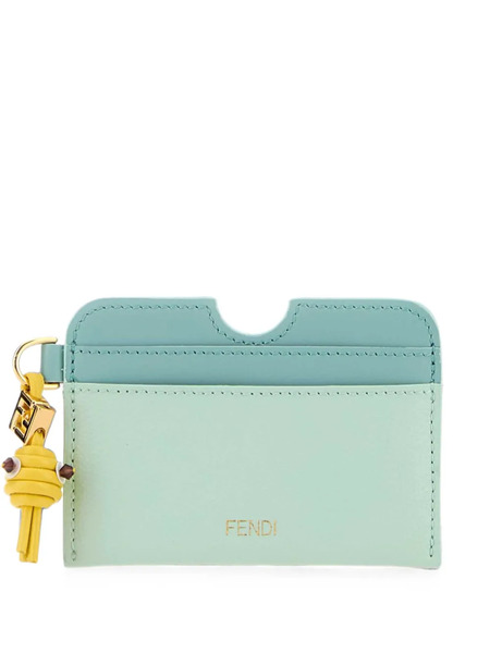  Fendi Ff Diamonds Leather Card Holder - Verde 