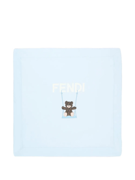  Fendi Kids Manta Con Logo Y Motivo De Oso - Azul 