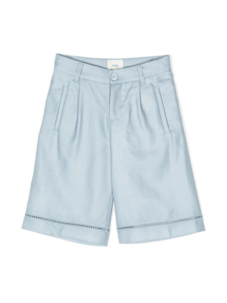  Fendi Kids Pantalones Cortos Con Dobladillo Vuelto - Azul 