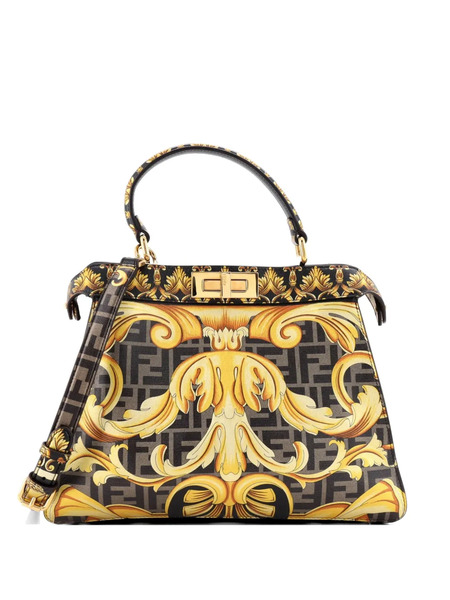  Fendi Pre-owned Bolso Satchel Fendace Iseeu Peekaboo Mediano De Piel Laminada Estampado De Fendi Pre-owned X Versace - Marrón 