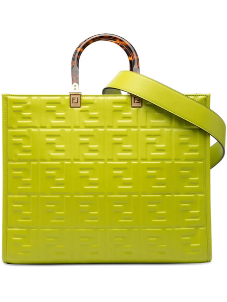  Fendi Pre-owned Bolso Shopper Sunshine Shopper Mediano De Piel En Relieve Con Motivo Zucca 2010-2025 - Verde 