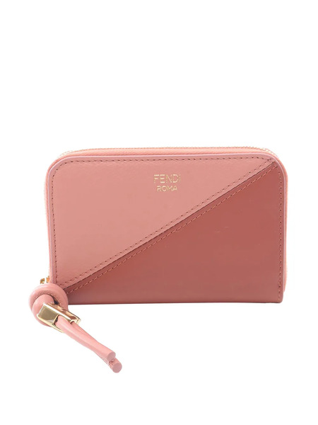  Fendi Pre-owned 2010-2025 Mini Leather Ff Diamond Zip Around Wallet Small Wallets - Rosa 