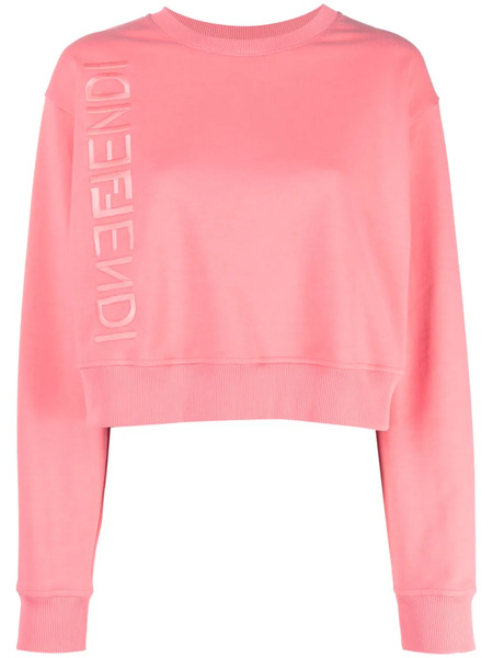  Fendi Sudadera Corta Con Logo Estampado - Rosa 