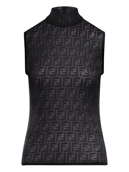  Fendi Top Con Cuello Alto - Negro 