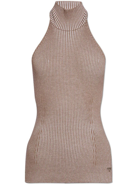  Fendi Top Con Cuello Halter - Marrón 