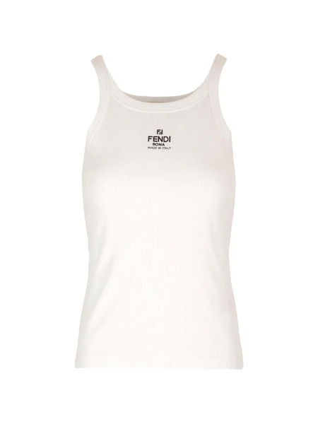  Fendi Top Con Logo Bordado - Blanco 