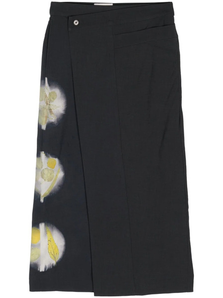  Feng Chen Wang Falda Midi Con Estampado Abstracto - Negro 