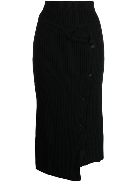  Feng Chen Wang Falda Midi De Canalé - Negro 
