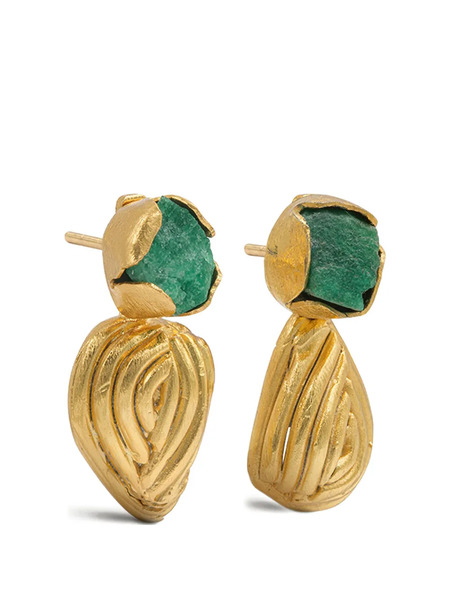  Fenomena Pendientes Shells Con Esmeralda - Dorado 
