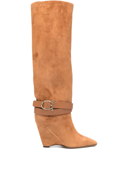  Ferragamo Botas Altas Con Correa Con Hebilla - Marrón 
