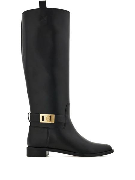  Ferragamo Botas Altas Con Hebilla Hug - Negro 