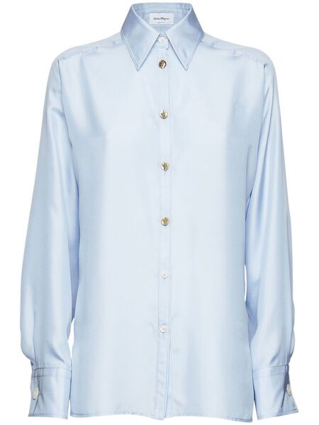  Ferragamo Camisa Con Botones - Azul 