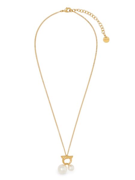  Ferragamo Collar Con Doble Perla - Dorado 