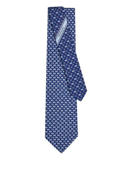  Ferragamo Corbata Con Estampado Elephant Gancini - Azul 