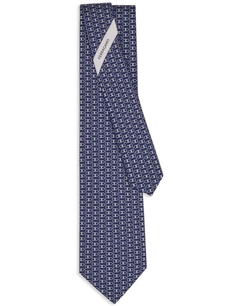  Ferragamo Corbata Con Estampado Gancini - Azul 