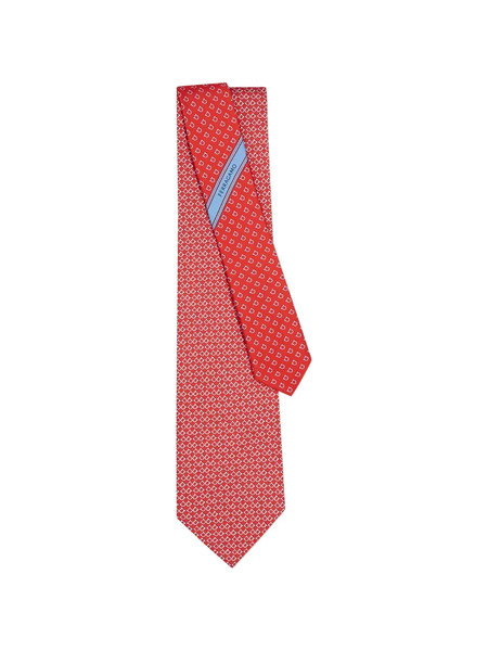 Ferragamo Corbata Con Estampado Gancini - Rojo 