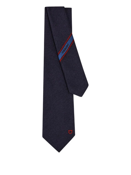  Ferragamo Corbata Con Logo Bordado - Azul 