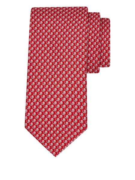  Ferragamo Corbata De Seda Con Caracol Estampado - Rojo 