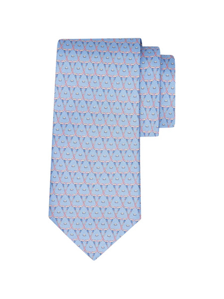  Ferragamo Corbata De Seda Con Estampado De Hockey - Azul 