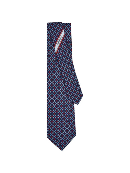  Ferragamo Corbata Gancini Con Estampado Floral - Azul 