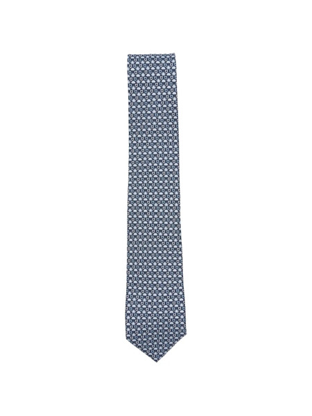  Ferragamo Corbata Gancini Con Estampado Floral - Azul 