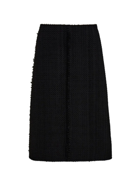  Ferragamo Falda Midi Deshilachada - Negro 