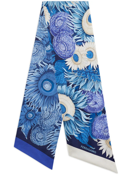  Ferragamo Fular Con Estampado Sunflower - Azul 