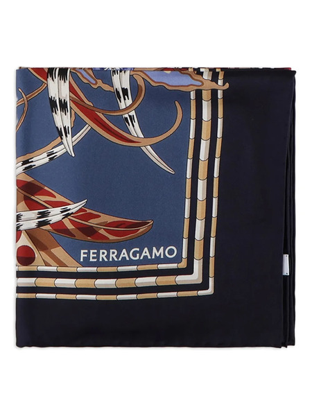  Ferragamo Fular Con Motivo Gráfico - Azul 