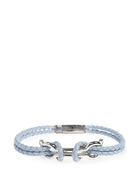  Ferragamo Gancini Braided Leather Bracelet - Azul 