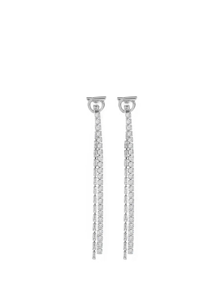  Ferragamo Gancini Crystal-embellished Drop Earrings - Plateado 
