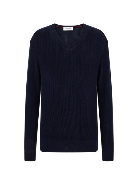  Ferragamo Jersey Con Cuello En V - Azul 