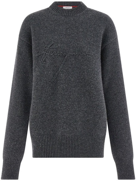 Ferragamo Jersey Con Cuello Redondo - Gris 