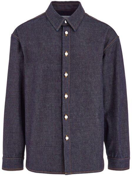  Ferragamo Long Sleeved Denim Shirt - Azul 