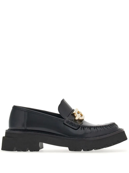  Ferragamo Mocasines Con Hebilla Gancini - Negro 