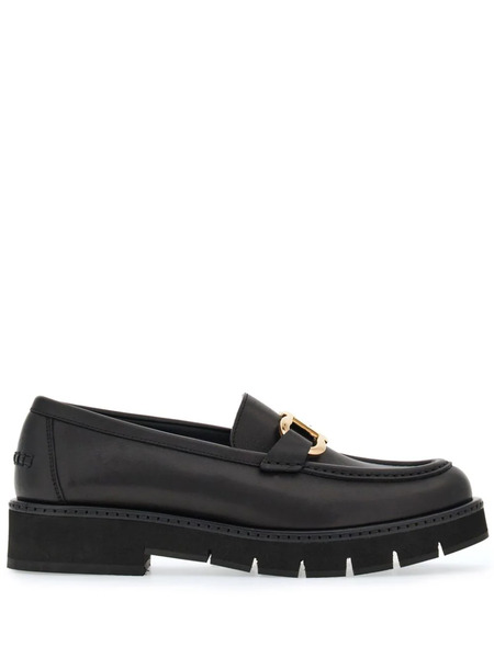  Ferragamo Mocasines Con Placa Gancini - Negro 