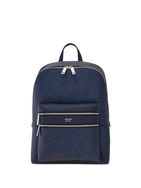  Ferragamo Mochila Gancini Con Relieve - Azul 