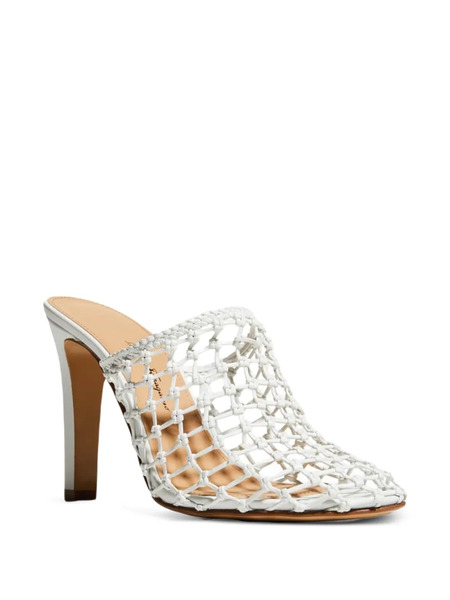  Ferragamo Mules Ellas Con Diseño Tejido - Blanco 