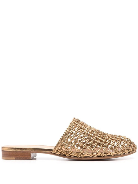  Ferragamo Mules Ellas Con Nudo - Dorado 