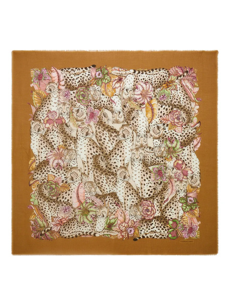  Ferragamo Pashmina Con Estampado De Guepardo - Marrón 